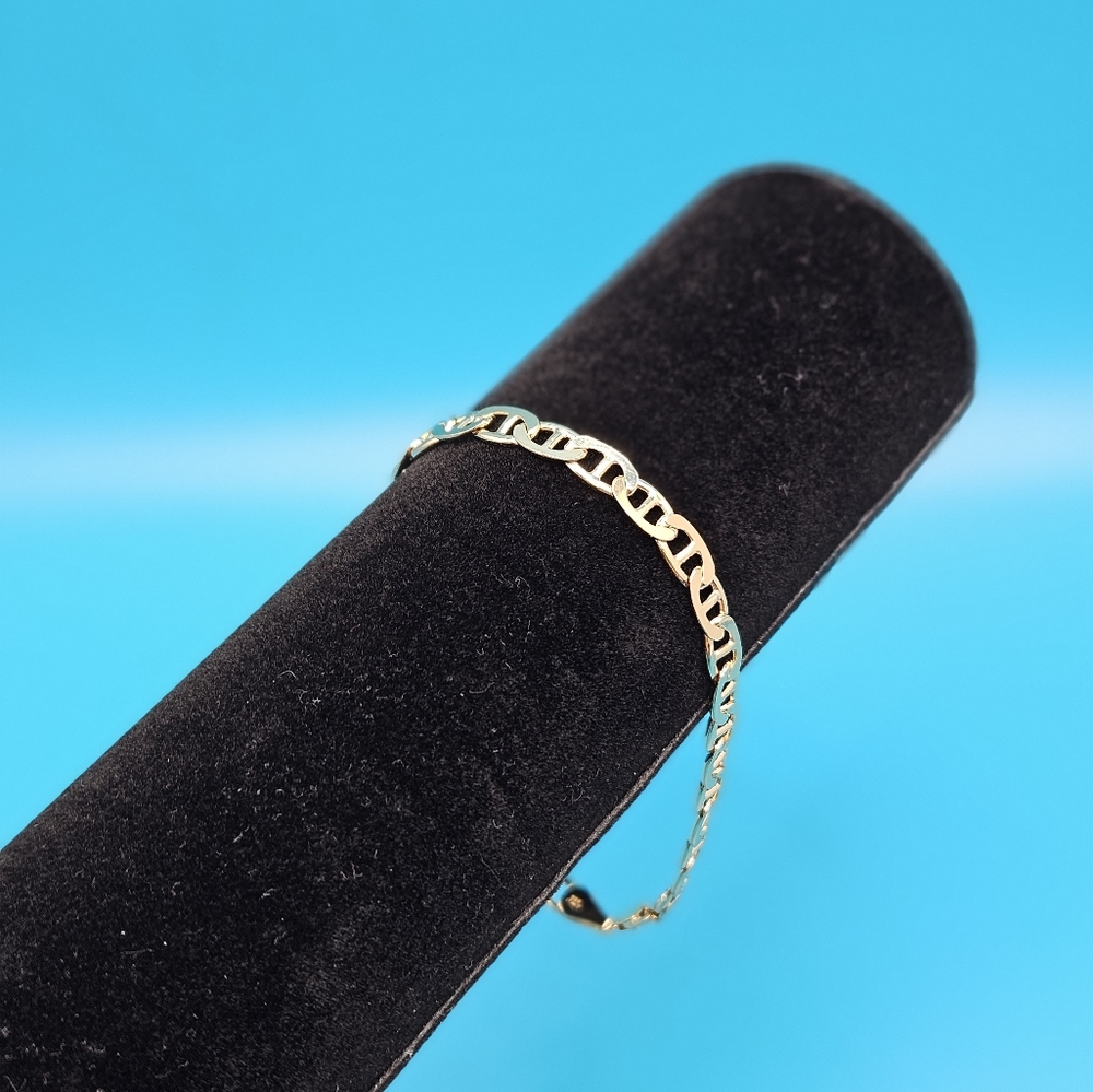 Unisex 14k Gold mariner type chain link Bracelet 8 inch gift
